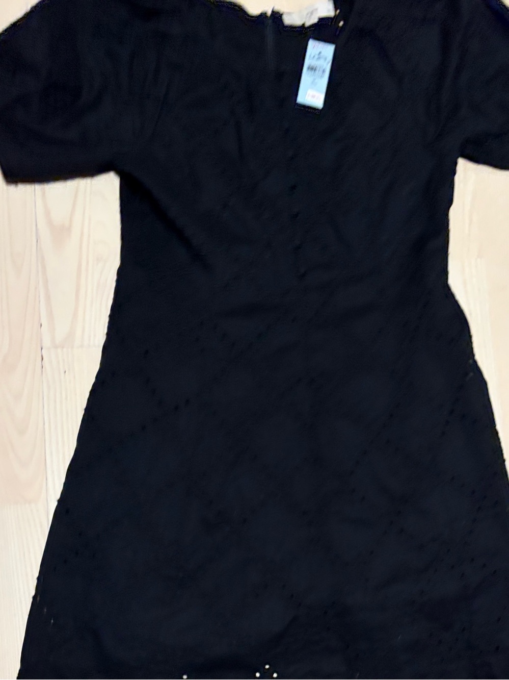 Ann Taylor Loft Black Eyelet Button-Front Dress